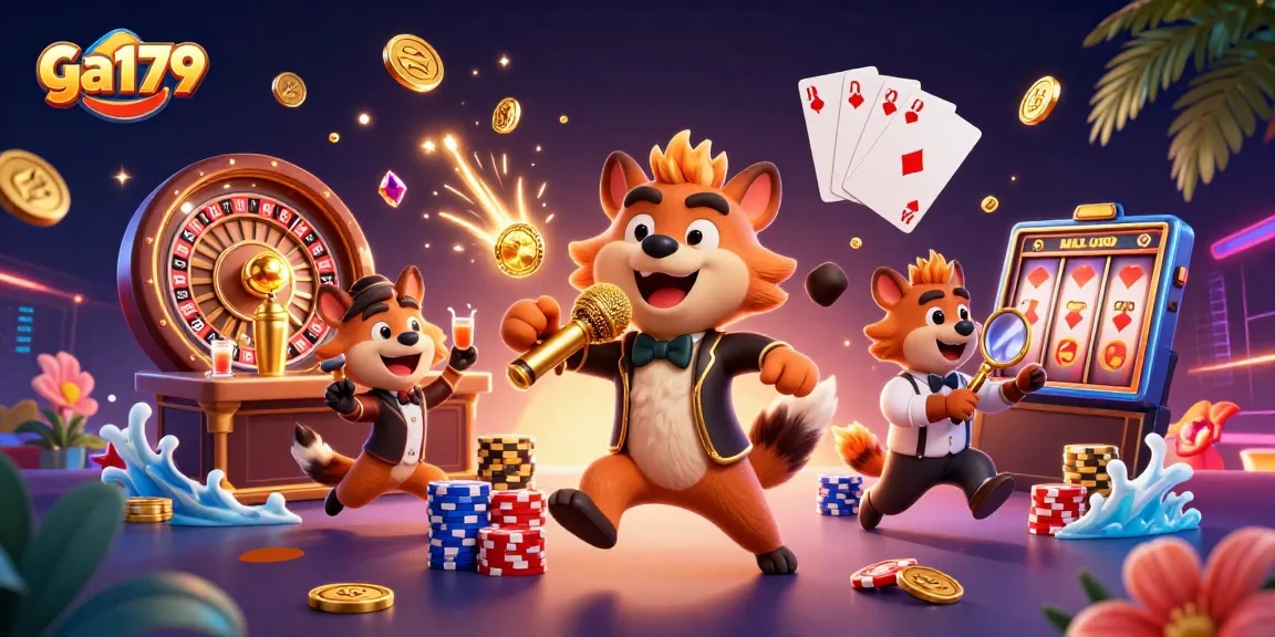 Experience the excitement at ga179 with hyenas in a lively comedy casino scene full of action.