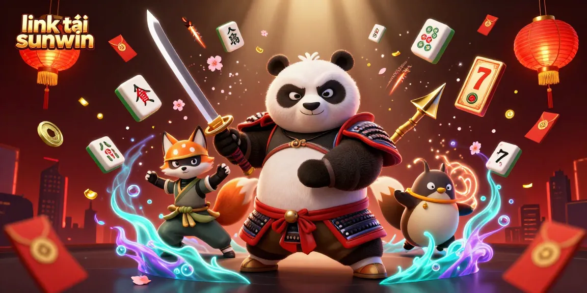 Experience thrilling game-play with link tải sunwin featuring an energetic samurai panda and casino elements.