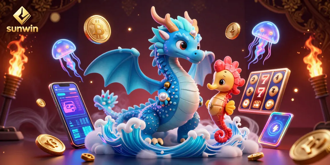Engage with sunwin's vibrant casino world featuring azure water dragon and cryptocurrency elements