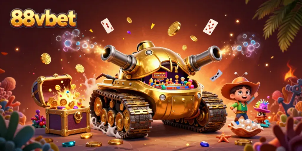 Experience the thrilling world of 88vbet with an interactive casino scene featuring a vibrant 3D caricature.