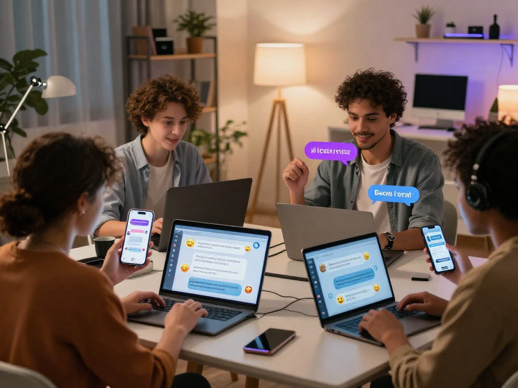 Engaged users exploring ai sex chat in a modern digital environment with vibrant chat interfaces.