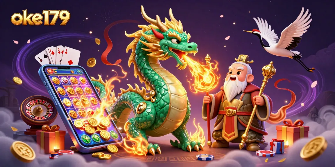 Enjoy exciting action with oke179 as the jade dragon and wise turtle sage bring you luck in gaming.