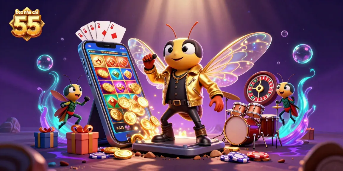 Experience dynamic gaming action with keo nha cai 55 in this vibrant casino illustration.