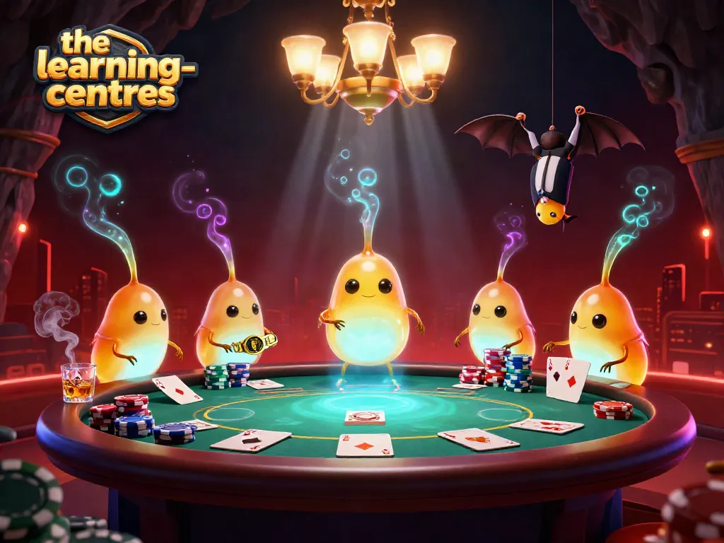 The-learning-centres showcases a vibrant casino scene with glowworms lighting up a poker night.