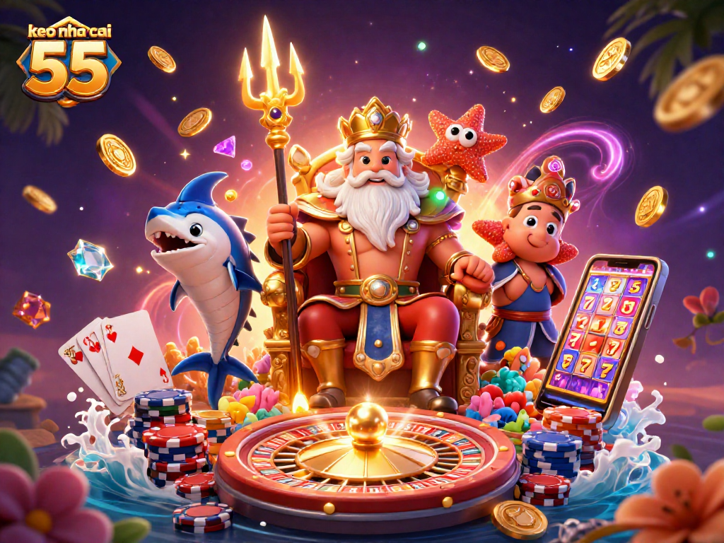 Experience the excitement of keo nha cai 55 with Neptune and sparkling casino elements.