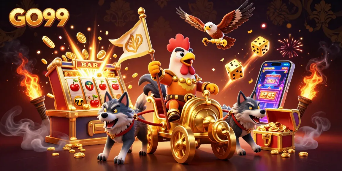 Experience thrilling jackpots and casino action with GO99 in this vibrant illustration.